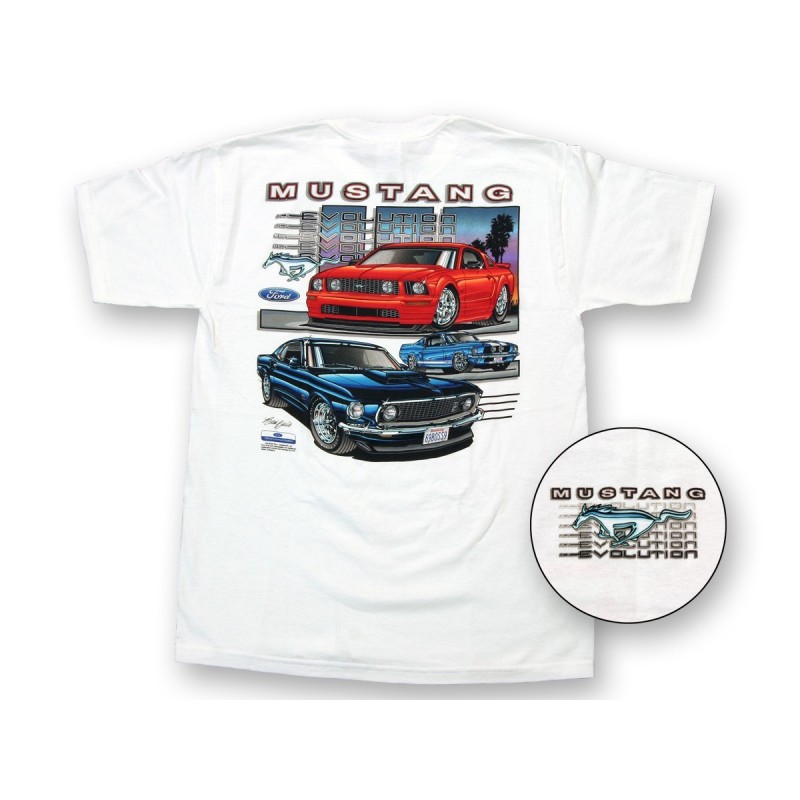 FORD MUSTANG 1964-2015 T-SHIRT FORD MUSTANG EVOLUTION TAILLE SMALL t-shirt ford mustang evolution SCOTT DRAKE TS-E-S