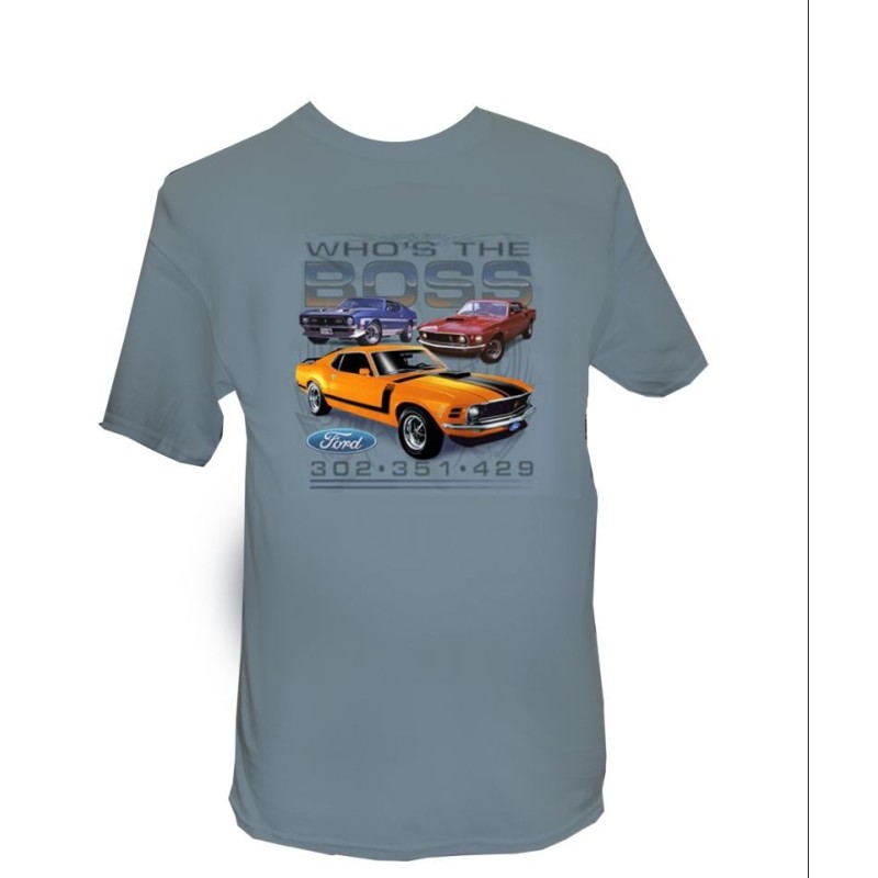 FORD MUSTANG 1964-2016 C EST QUI LE PATRON T SHIRT GRIS TAILLE XXL Who's the boss Gray T-shirt XXL SCOTT DRAKE TS-FM-WTB-XXL
